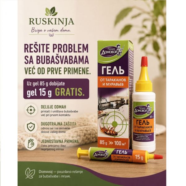 Domovoj gel protiv bubašvaba, bubarusa i mrava 85 g. + GEL-špric od 15 g. GRATIS  Domovoj ruski proizvod